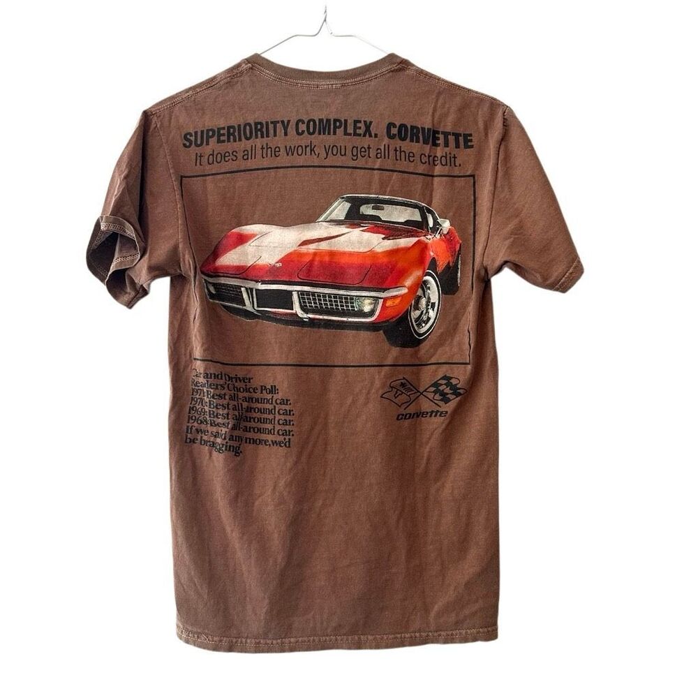 Chemistry Chevrolet Corvette Short Sleeve Cotton Graphic T-Shirt Brown Small